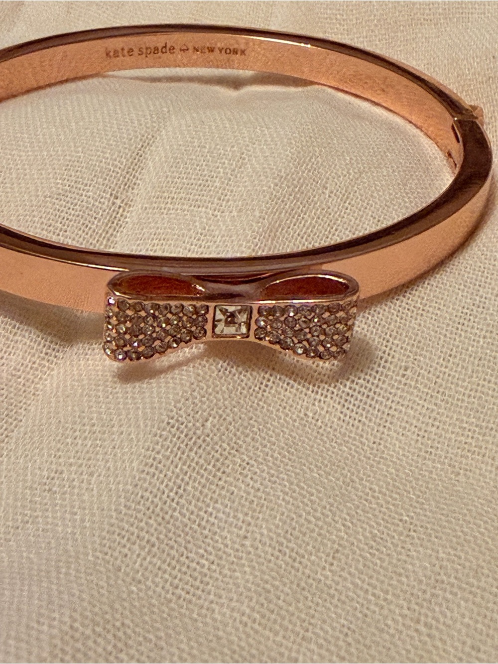 kate spade Rose Gold Crystal Bow Hinged Bangle - Picture 2 of 4